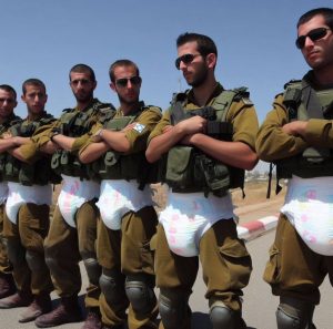 डायपर पहने इजरायली सैनिक