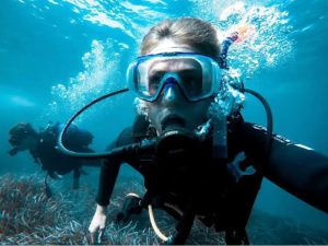 The diver in water